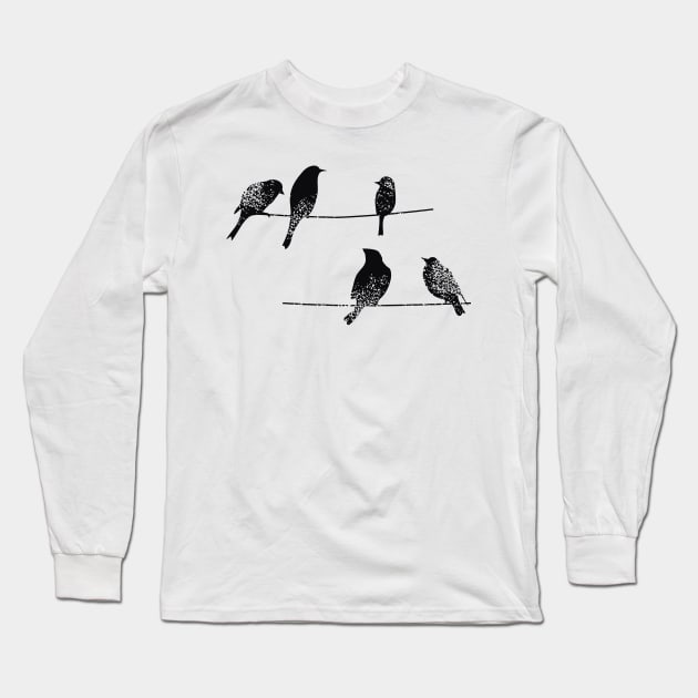 Birds on a wire Long Sleeve T-Shirt by animericans